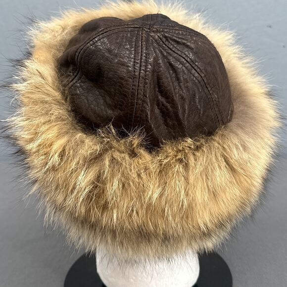 Vintage Natural Coyote Fur Leather Hat Crowncap Canada Winter Glam Russian Ski main image 16